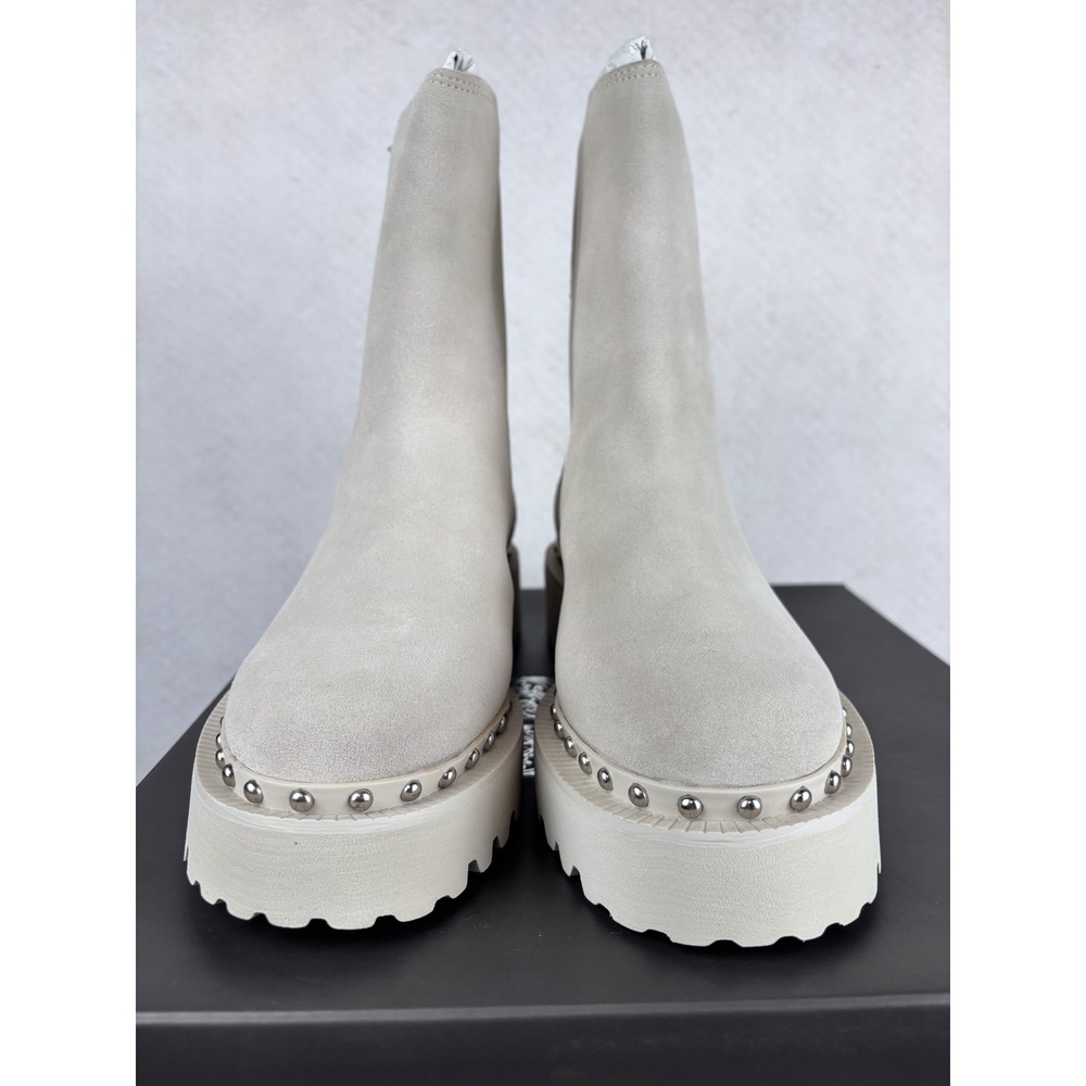 Vince Camuto Meendey Milky White Suede Studded Lug Sole Chelsea Boots Womens 9M - Picture 2 of 6